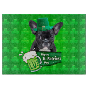 Cute French Bulldog Puppy Hat St. Patrick Day Cutting Board