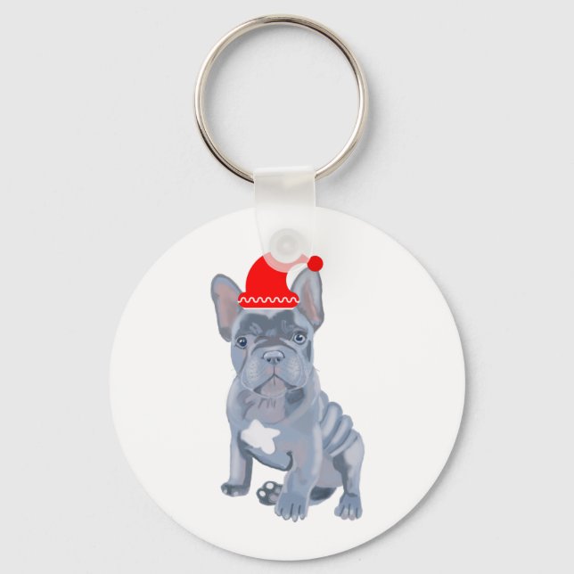 Cute French Bulldog Puppy  Keychain (Front)
