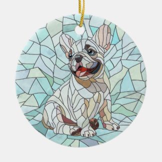 Cute French Bulldog Puppy - pastel mosaic Ceramic Ornament