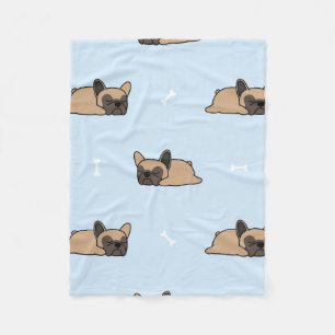 Cute french bulldog puppy sleeping seamless patter fleece blanket