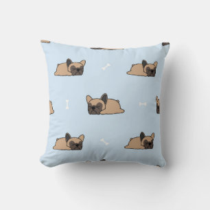 Cute french bulldog puppy sleeping seamless patter throw pillow