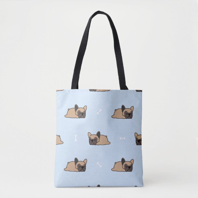 Cute french bulldog puppy sleeping seamless patter tote bag (Front)