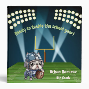 Cute French bulldog quarterback stadium cartoon Binder