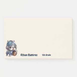 Cute French bulldog quarterback stadium cartoon Post-it Notes