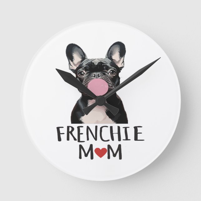 Cute French bulldog Round Clock (Front)