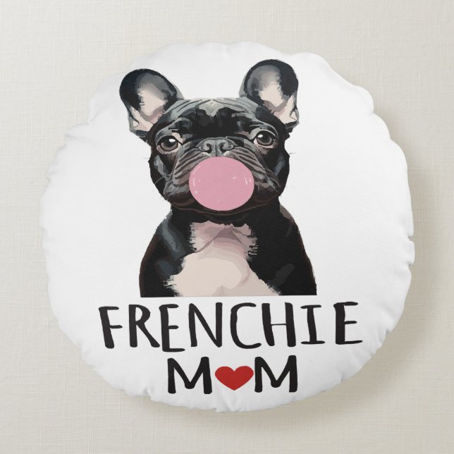 Cute French bulldog Round Pillow (Front)