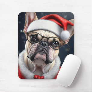 Cute French Bulldog Santa Christmas Holiday Design Mouse Pad