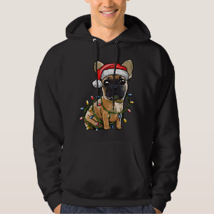 Cute French Bulldog Santa Christmas Tree Lights Xm Hoodie