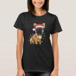 Cute French Bulldog Santa Christmas Tree Lights Xm T-Shirt<br><div class="desc">Cute French Bulldog Santa Christmas Tree Lights Xmas</div>