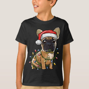 Cute French Bulldog Santa Christmas Tree Lights Xm T-Shirt