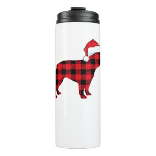 Cute French Bulldog Santa Hat Christmas Red Plaid  Thermal Tumbler