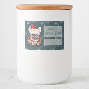 Cute French Bulldog Santa Hat Merry Christmas Food Label
