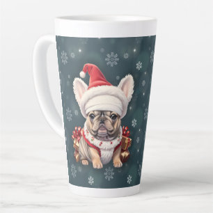 Cute French Bulldog Santa Hat Merry Christmas Latte Mug