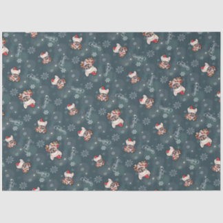 Cute French Bulldog Santa Hat Merry Christmas Tissue Paper