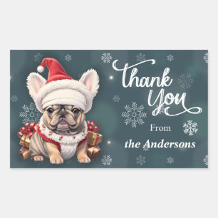 Cute French Bulldog Santa Hat Thank You Christmas Sticker