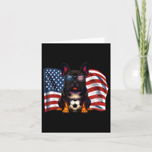 Cute French Bulldog Soccer Usa Flag Sungles Patrio Card