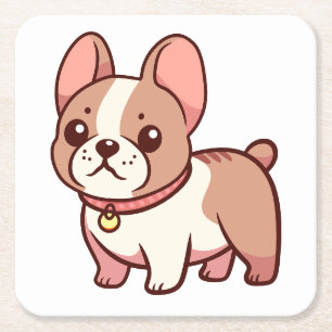 Cute French Bulldog  Square Paper Coaster