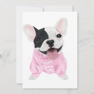 Cute French Bulldog Stuck   Just Love Me Holiday Card