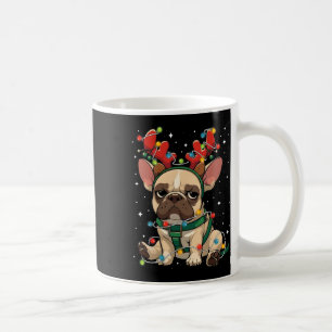 Cute French Bulldog Tangled Up In Christmas Lights Coffee Mug