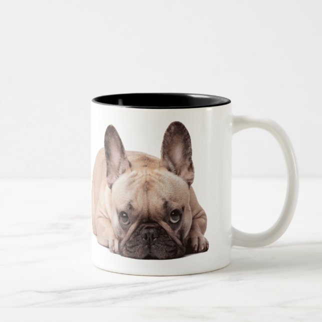 Cute French Bulldog Two-Tone Coffee Mug (Right)