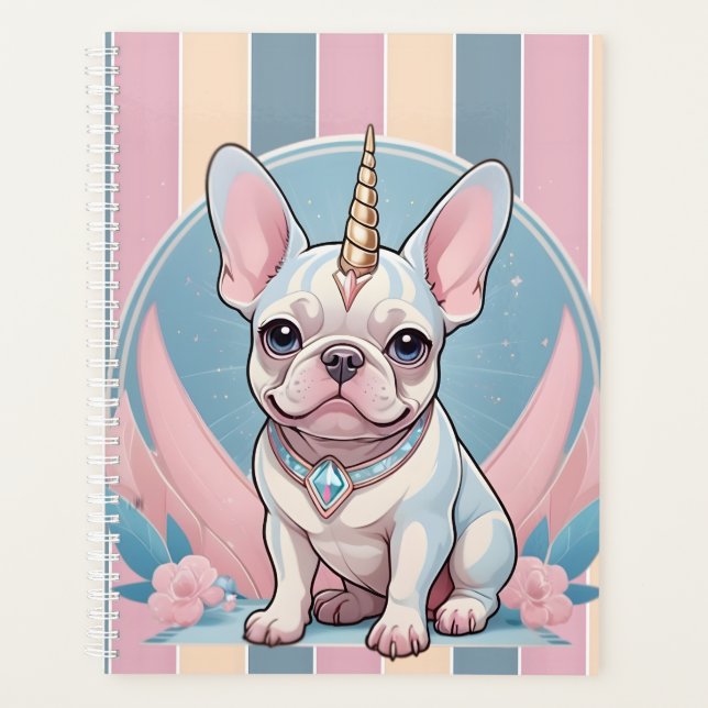 Cute French Bulldog Unicorn Pastel pink  Planner (Front)