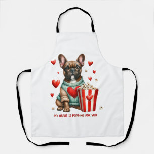 Cute French Bulldog Valentines Day heart Apron