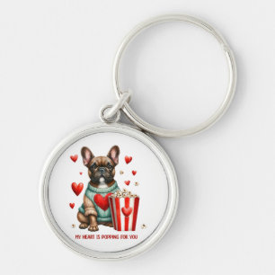 Cute French Bulldog Valentines Day heart Keychain
