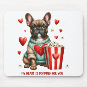 Cute French Bulldog Valentines Day heart Mouse Pad