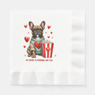 Cute French Bulldog Valentines Day heart Napkin
