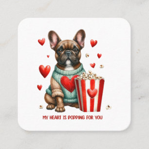 Cute French Bulldog Valentines Day heart Square Business Card