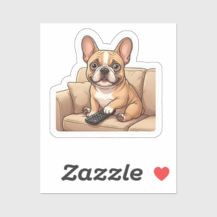 Cute French Bulldog Watching TV Cartoon