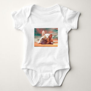 Cute French Bulldog Water Colour Art Painting Baby Bodysuit