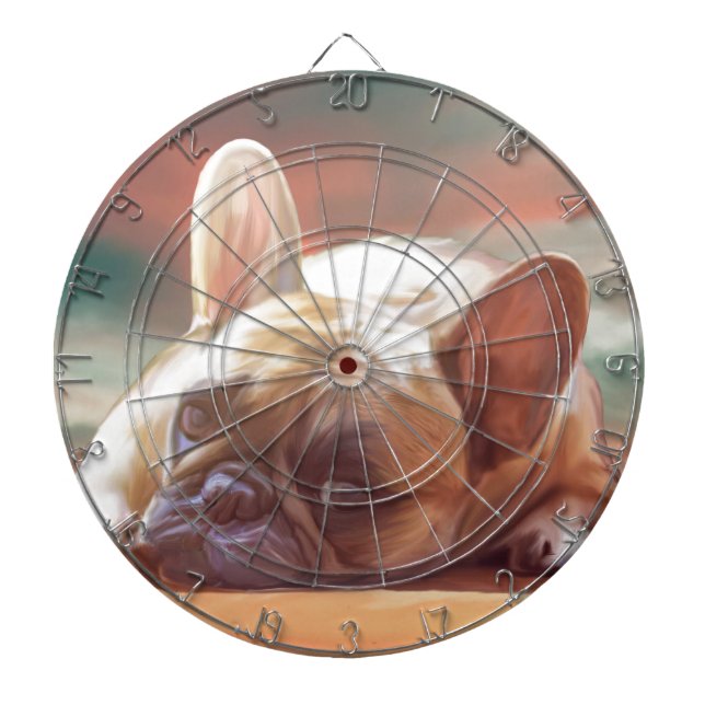 Cute French Bulldog Water Colour Art Painting Dartboard (Front)