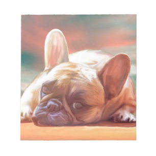 Cute French Bulldog Water Colour Art Painting Notepad