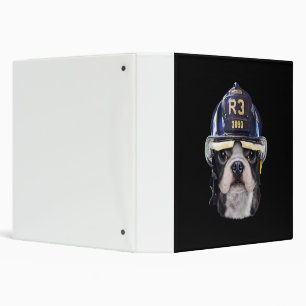 Cute French Bulldog Wearing Firefighter Helmet Binder