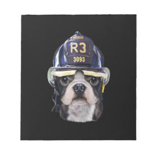 Cute French Bulldog Wearing Firefighter Helmet Notepad