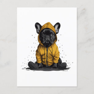 Cute French Bulldog Wearing Raincoat Postcard