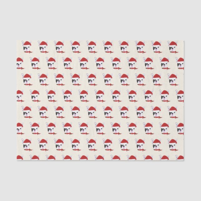 Cute French Bulldog with a Santa Hat - Christmas   Tissue Paper (Front)