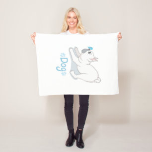 Cute French Bulldog With Butterfly Fleece Blanket