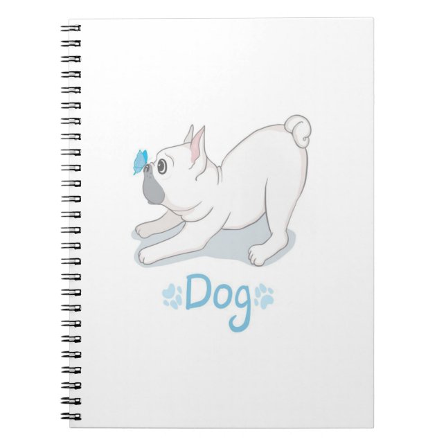 Cute French Bulldog With Butterfly Notebook (Front)