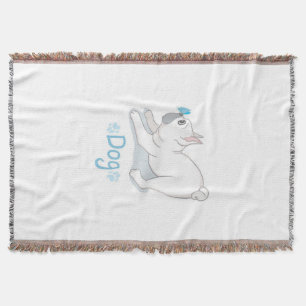 Cute French Bulldog With Butterfly Throw Blanket