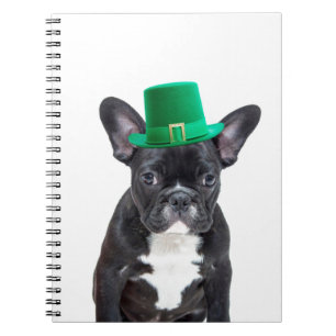 Cute French Bulldog with Hat St. Patrick's Day Notebook