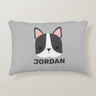 Cute French Bulldog with Personalized Name Accent Pillow