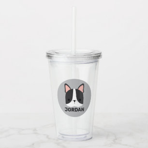 Cute French Bulldog with Personalized Name Acrylic Tumbler