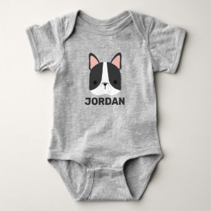Cute French Bulldog with Personalized Name Baby Bodysuit
