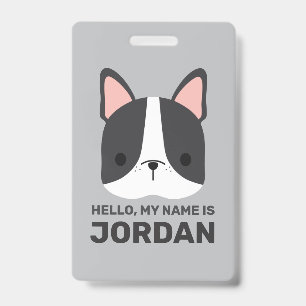 Cute French Bulldog with Personalized Name Badge