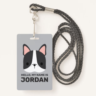 Cute French Bulldog with Personalized Name Badge