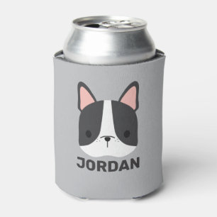 Cute French Bulldog with Personalized Name Can Cooler