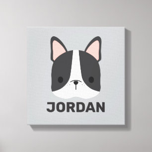 Cute French Bulldog with Personalized Name Canvas Print