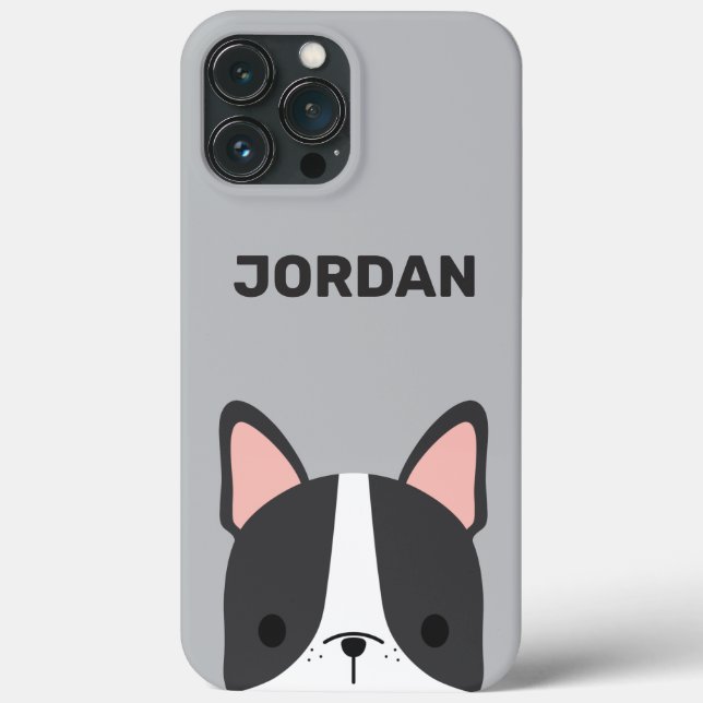 Cute French Bulldog with Personalized Name Case-Mate iPhone Case (Back)